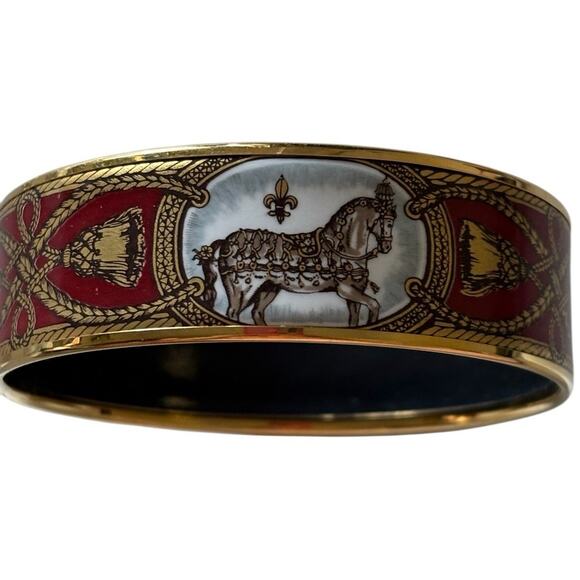 Cert Auth Hermes Enamel Cloisonné “Grand Apparat” Bangle Bracelet Plating - Picture 3 of 16